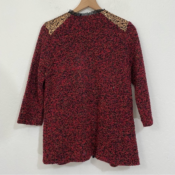 Potter’s Pot Women’s L Vintage Terry Cloth Knit Open Front Cardigan Sequin - Picture 6 of 7